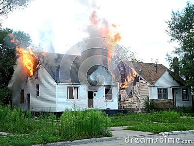 Houses on fire