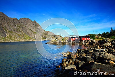 Houses by Norwegian fjord