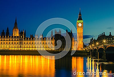 Houses of parliament at night, London