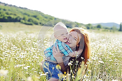 Hugging mother and son