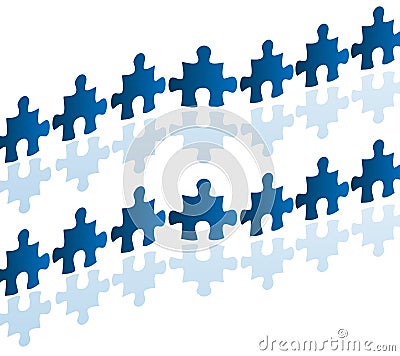 Human chain with jigsaw puzzle