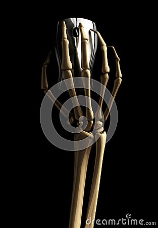 Human skeleton hand using computer mouse