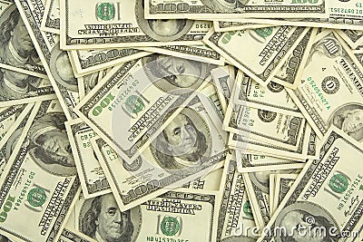 Hundred dollar bills background