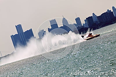 Hydroplane Detroit Skyline