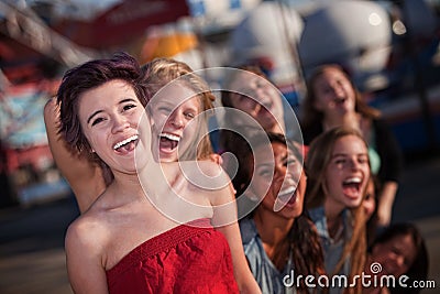 Hysterical Group of Girls Laughing