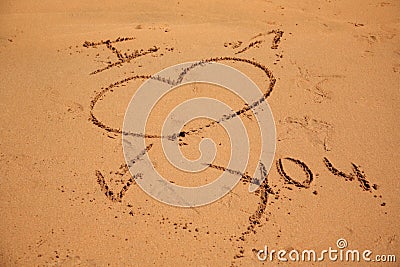 I love you written in the sand