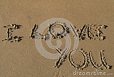 I love you written in sand