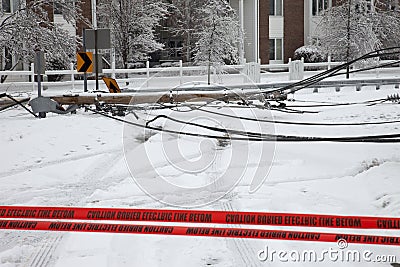 Ice broken power pole