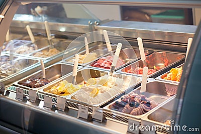 Ice cream displayed