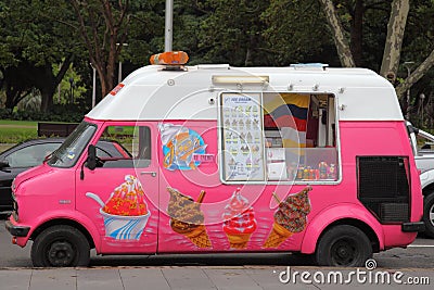 Pink ice cream van vintage