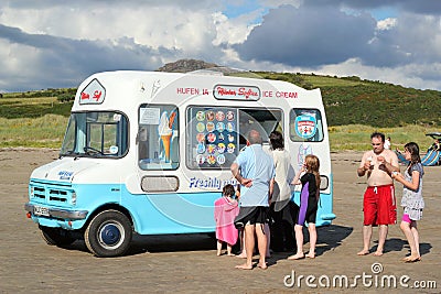 Ice cream van on a Welsh beach.