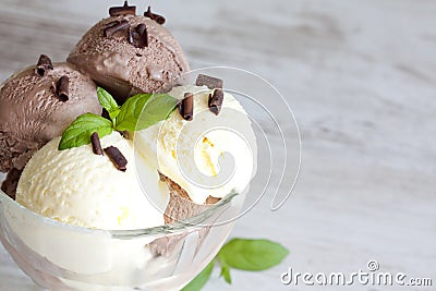 Ice cream vanilla and chocolate