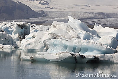 Iceland. Southeast area. Jokulsarlon. Icebergs, lake and glacier