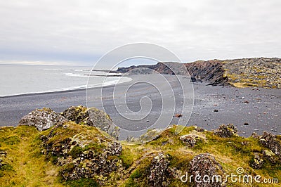 Icelandic beach with black lava rocks, Snaefellsnes peninsula, Iceland
