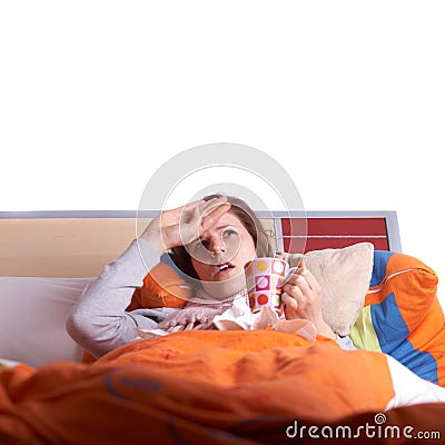 Ill woman in bed