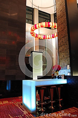 The Illuminated modern bar interior