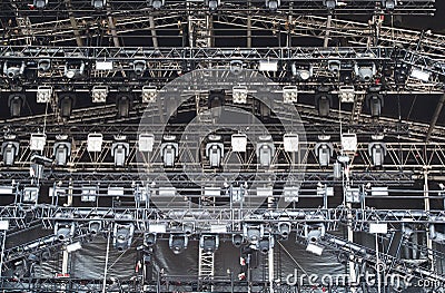 Illuminated open air concert stage
