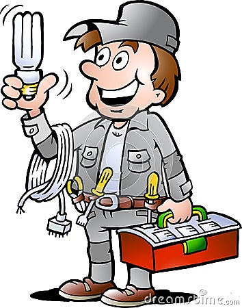 Illustration de vecteur d un bricoleur heureux d électricien