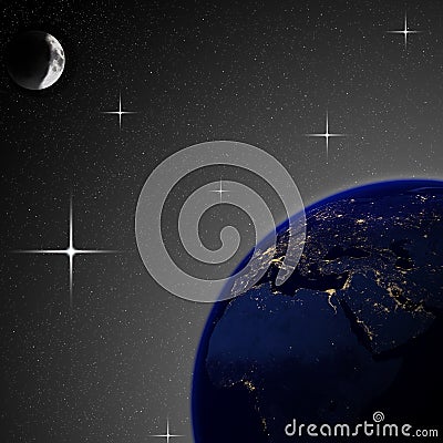 Illustration of earth at night (nasa map)
