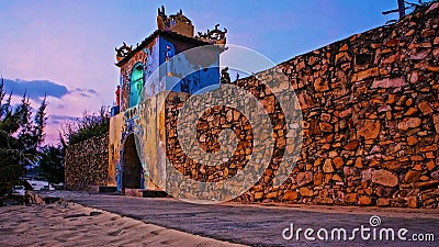 Impression sunrise sky at ancient temple gate