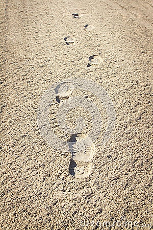 Imprint of the shoe on sand
