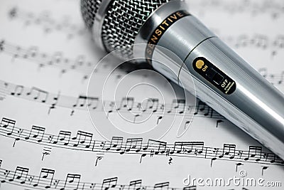 The included microphone is on the musical notation