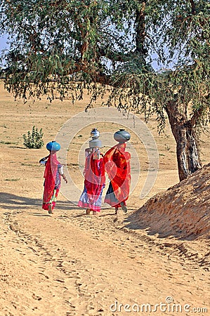 India, Jaisalmer: Women in the desert
