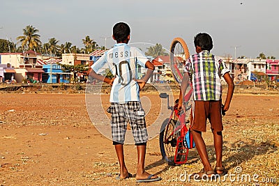 Indian boys with bikecycle