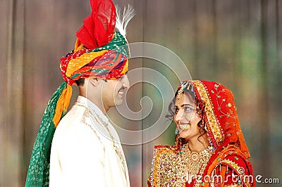 Indian couple in wedding attire