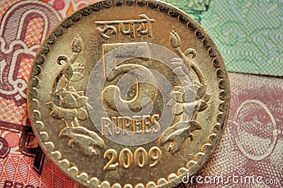 Indian Currency Coins of denomination Rs.5