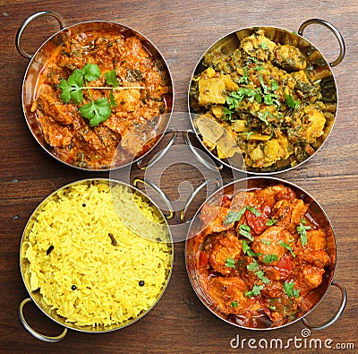 Indian Curries and Rice Food