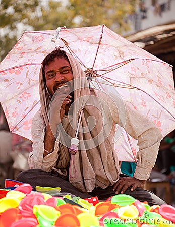 Indian happy man Color full colors of holi
