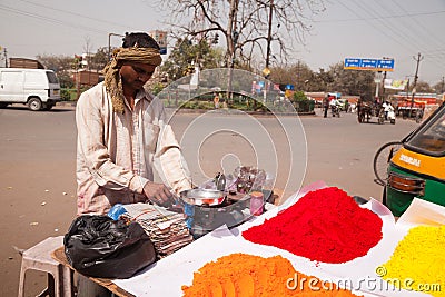 Indian happy man Color full colors of holi