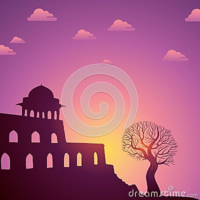 Indian monuments on sunset