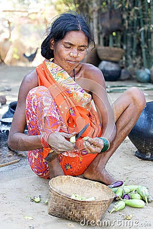 Indian tribal women in the village