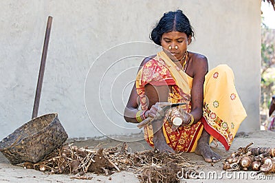 Indian tribal women in the village