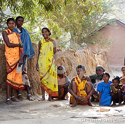 Indian tribal women in the village