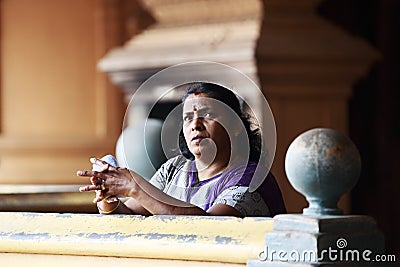 Indian Woman in Batu Caves Temple