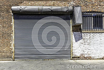 Industrial old garage door close up