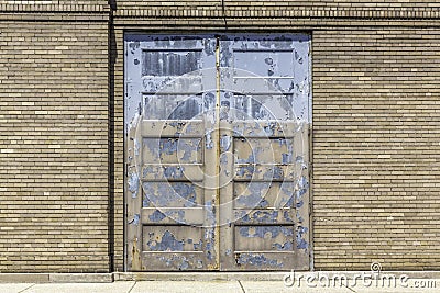 Industrial old garage door close up