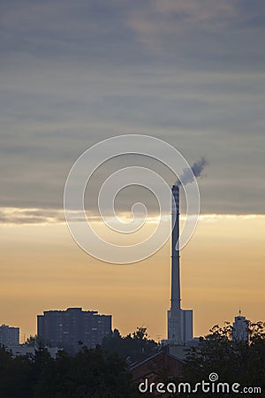 Industrial pollution in a city