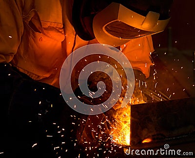 Industrial welding steel and sparks