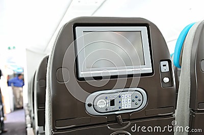 Inflight entertainment system in a Boeing 787 Dreamliner at Singapore Airshow 2012