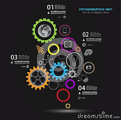 Infographic design template with gear chain.