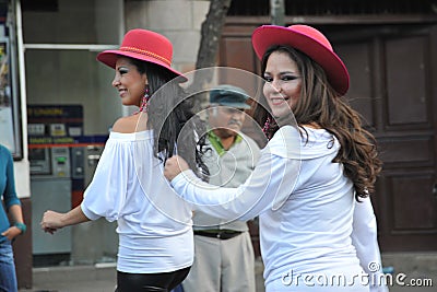 The inhabitants of the city during the carnival in honor of the virgin of Guadalupe.