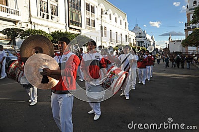 The inhabitants of the city during the carnival in honor of the virgin of Guadalupe.