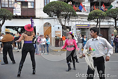 The inhabitants of the city during the carnival in honor of the virgin of Guadalupe.