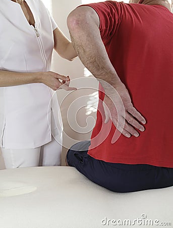 Injured Sportsman being helped by therapist