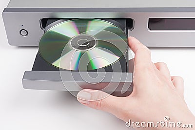 Inserting a disc into a CD player