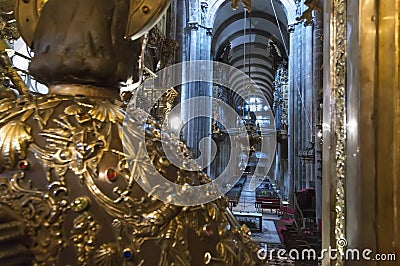 Inside Cathedral of Santiago de Compostela The Romanesque facade